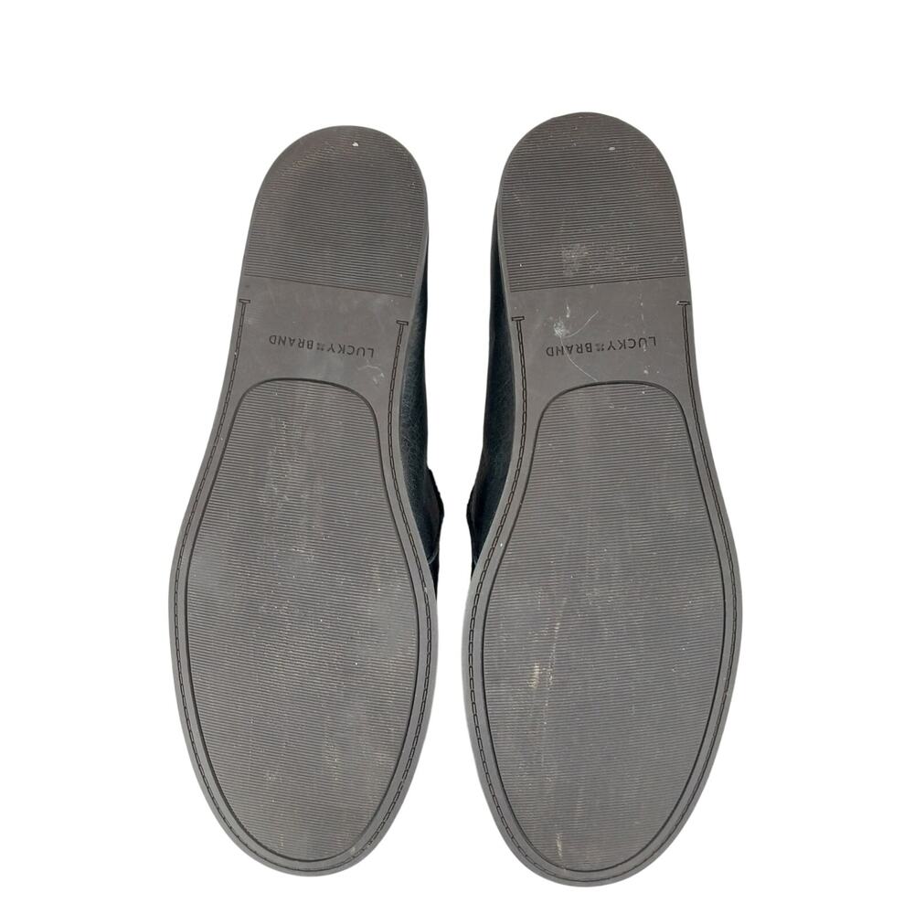 LUCKY BRAND! BLACK GENUINE LEATHER 'NO HEEL" SLEEK & CHIC LOSFER FLATS! SZ 8.5M - Picture 9 of 10